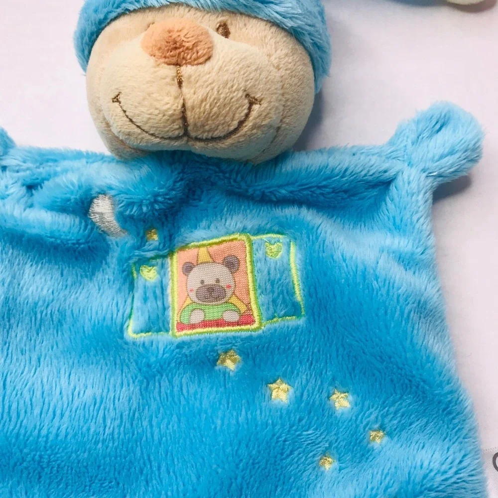 Nicotoy Blue Teddy Bear Security Blanket Doudou NuNu Stars Moon Lovey Plush